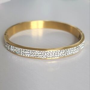 Dazzling 18K Gold Filled Elegant Crystal Evening Party Bangle Bracelet